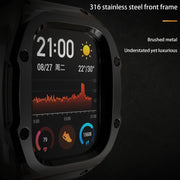 For Apple Watch Ultra 1 / 2 49mm RedPepper Armor Metal Case Integrated Silicone Watch Band(Black)