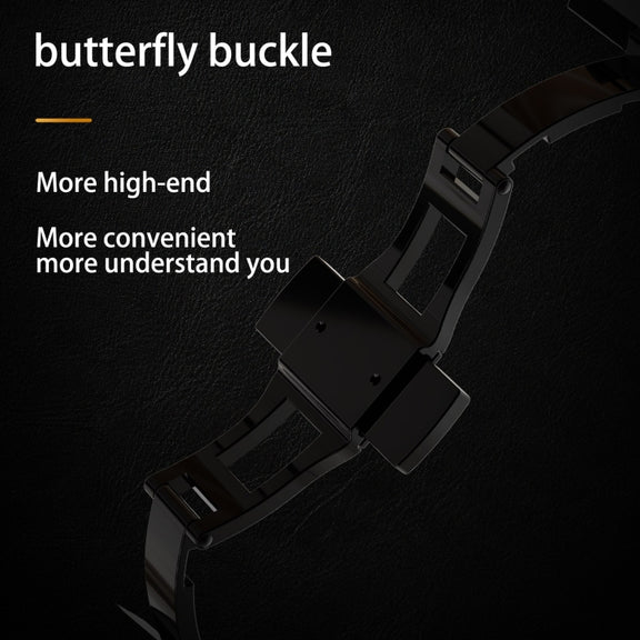 For Apple Watch Ultra 1 / 2 49mm RedPepper Armor Metal Case Integrated Silicone Watch Band(Black)