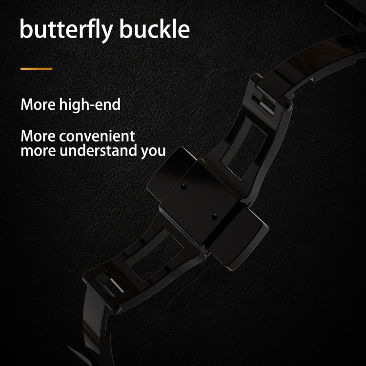 For Apple Watch Ultra 1 / 2 49mm RedPepper Armor Metal Case Integrated Silicone Watch Band(Black)