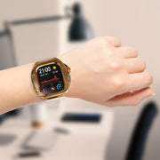 For Apple Watch Ultra 1 / 2 49mm RedPepper Armor Metal Case Integrated Silicone Watch Band(Gold Black White)