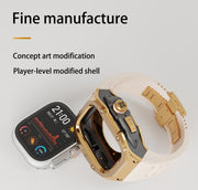 For Apple Watch Ultra 1 / 2 49mm RedPepper Armor Metal Case Integrated Silicone Watch Band(Gold Black White)