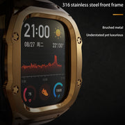 For Apple Watch Ultra 1 / 2 49mm RedPepper Armor Metal Case Integrated Silicone Watch Band(Gold Black White)