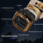 For Apple Watch Ultra 1 / 2 49mm RedPepper Armor Metal Case Integrated Silicone Watch Band(Gold Black White)