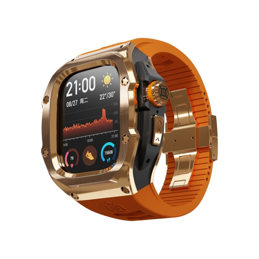 For Apple Watch Ultra 1 / 2 49mm RedPepper Armor Metal Case Integrated Silicone Watch Band(Rose Gold Black Orange) - free shipping - PMC Jewellery - Order now!
