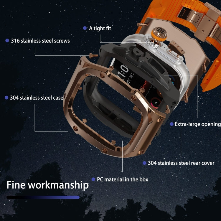 For Apple Watch Ultra 1 / 2 49mm RedPepper Armor Metal Case Integrated Silicone Watch Band(Rose Gold Black Orange) - free shipping - PMC Jewellery - Order now!