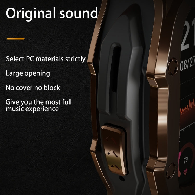 For Apple Watch Ultra 1 / 2 49mm RedPepper Armor Metal Case Integrated Silicone Watch Band(Rose Gold Black Orange)
