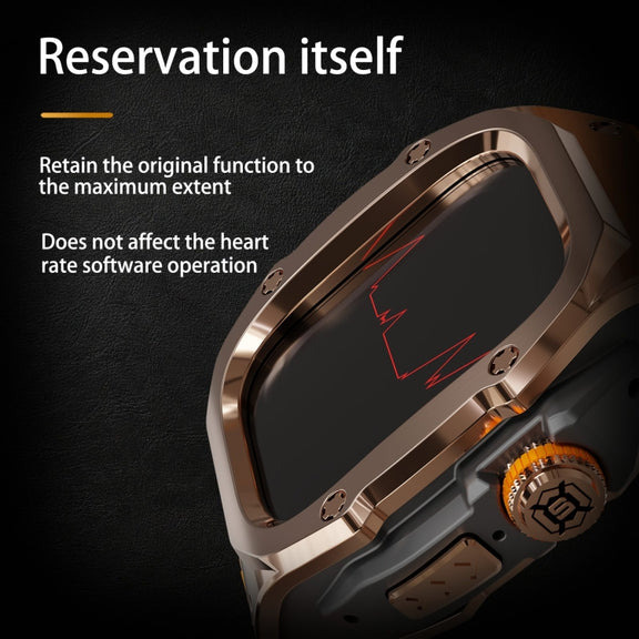 For Apple Watch Ultra 1 / 2 49mm RedPepper Armor Metal Case Integrated Silicone Watch Band(Rose Gold Black Orange)