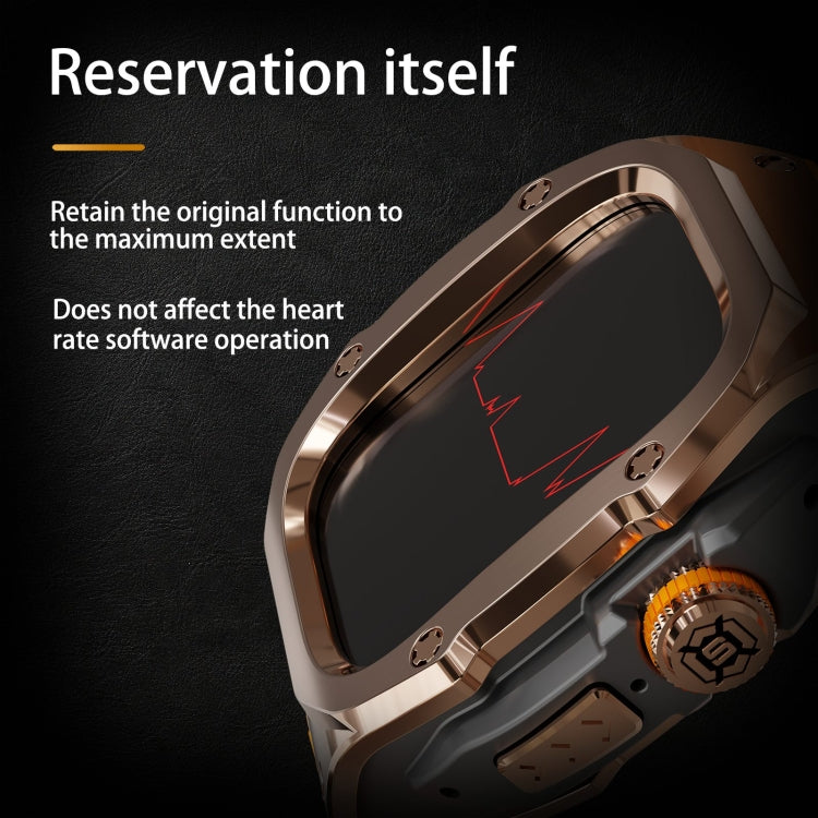 For Apple Watch Ultra 1 / 2 49mm RedPepper Armor Metal Case Integrated Silicone Watch Band(Rose Gold Black Orange)