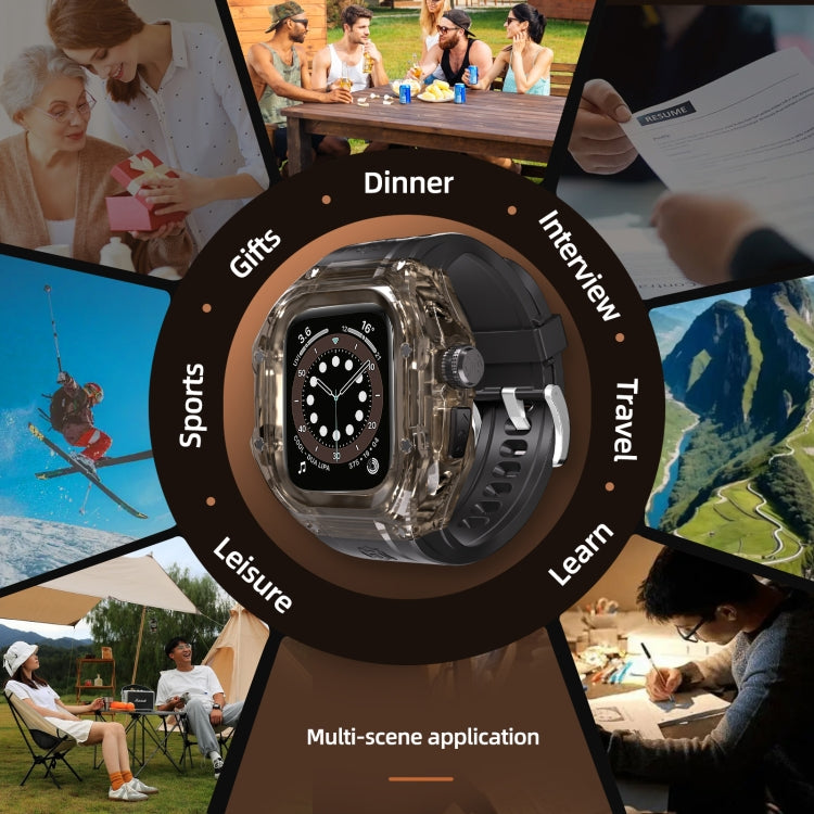 For Apple Watch Ultra 1 / 2 49mm RedPepper Armor Metal Case Integrated Silicone Watch Band(Clear Black Black) - free shipping - PMC Jewellery - Order now!