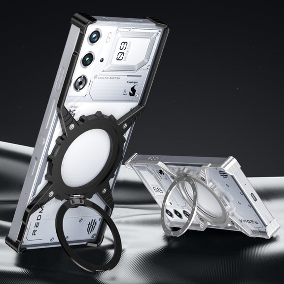 For ZTE nubia Red Magic 9 Pro / 9 Pro+ Gear Magnetic Holder Borderless Metal Phone Case(Silver)