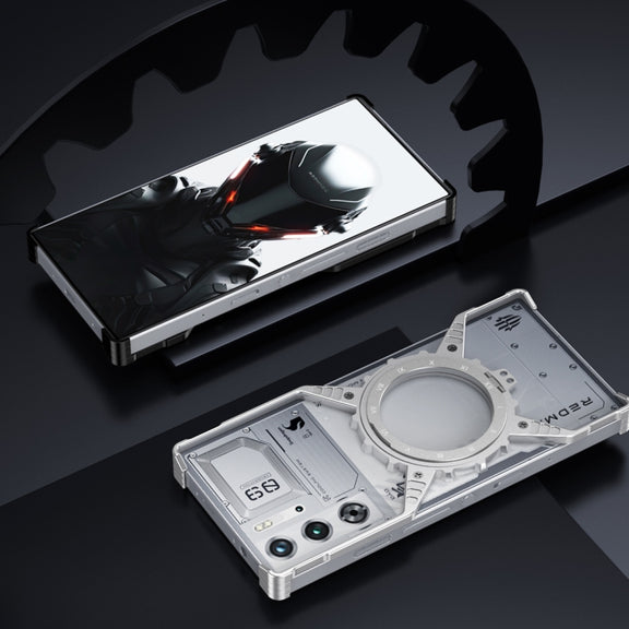For ZTE nubia Red Magic 9S Pro / 9S Pro+ Gear Magnetic Holder Borderless Metal Phone Case(Black)