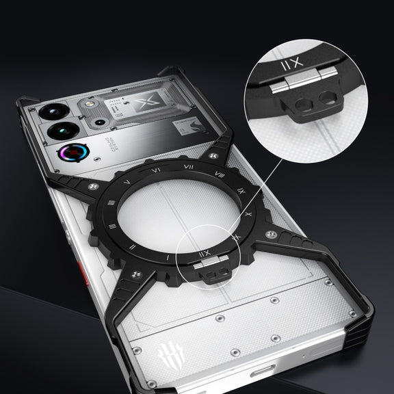 For ZTE nubia Red Magic 10 Pro / 10 Pro+ Gear Magnetic Holder Borderless Metal Phone Case(Black)