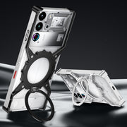 For ZTE nubia Red Magic 10 Pro / 10 Pro+ Gear Magnetic Holder Borderless Metal Phone Case(Silver)