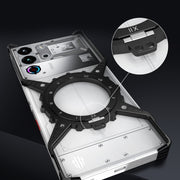 For ZTE nubia Red Magic 10 Pro / 10 Pro+ Gear Magnetic Holder Borderless Metal Phone Case(Silver)