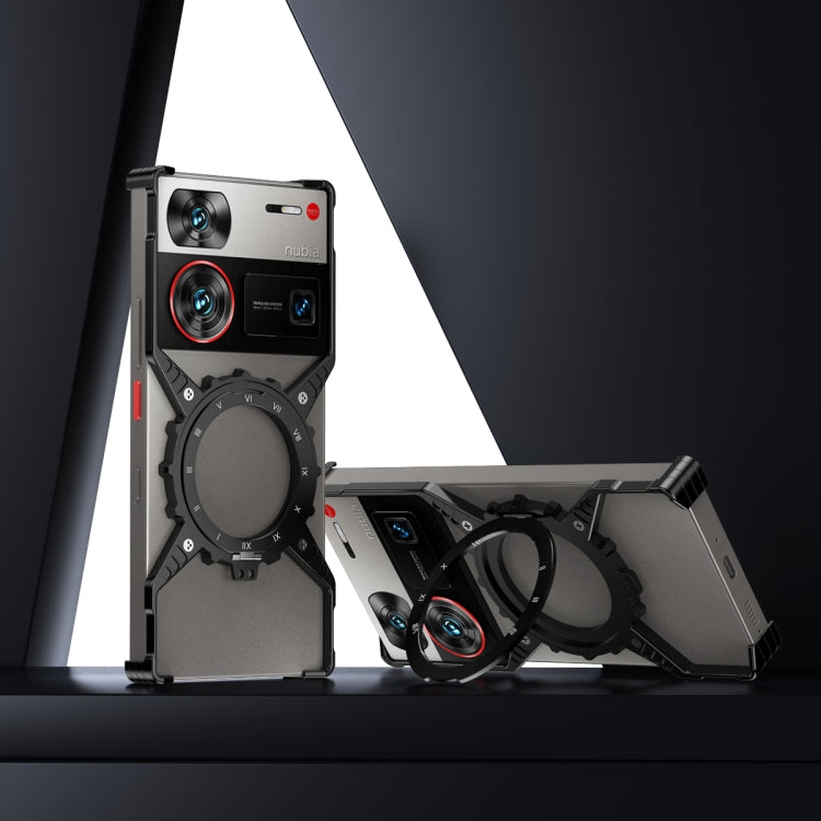 For ZTE nubia Z70 Ultra Gear Magnetic Holder Borderless Metal Phone Case(Black)