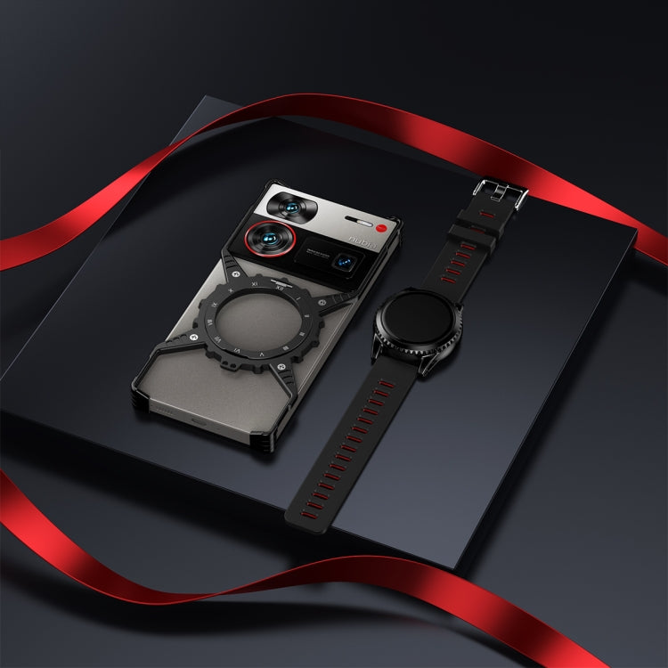 For ZTE nubia Z70 Ultra Gear Magnetic Holder Borderless Metal Phone Case(Black)