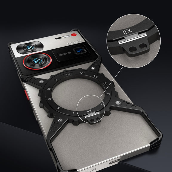 For ZTE nubia Z70 Ultra Gear Magnetic Holder Borderless Metal Phone Case(Black)