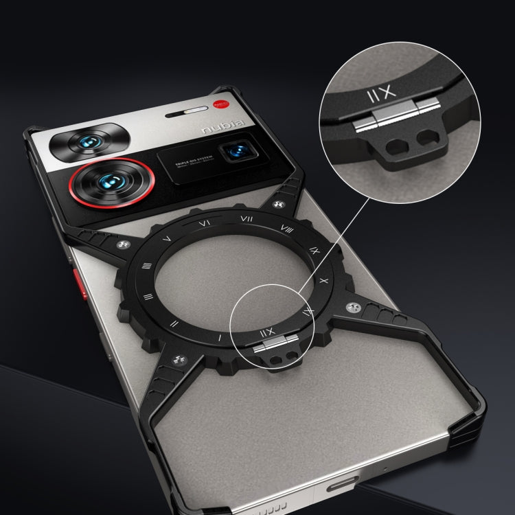 For ZTE nubia Z70 Ultra Gear Magnetic Holder Borderless Metal Phone Case(Silver)