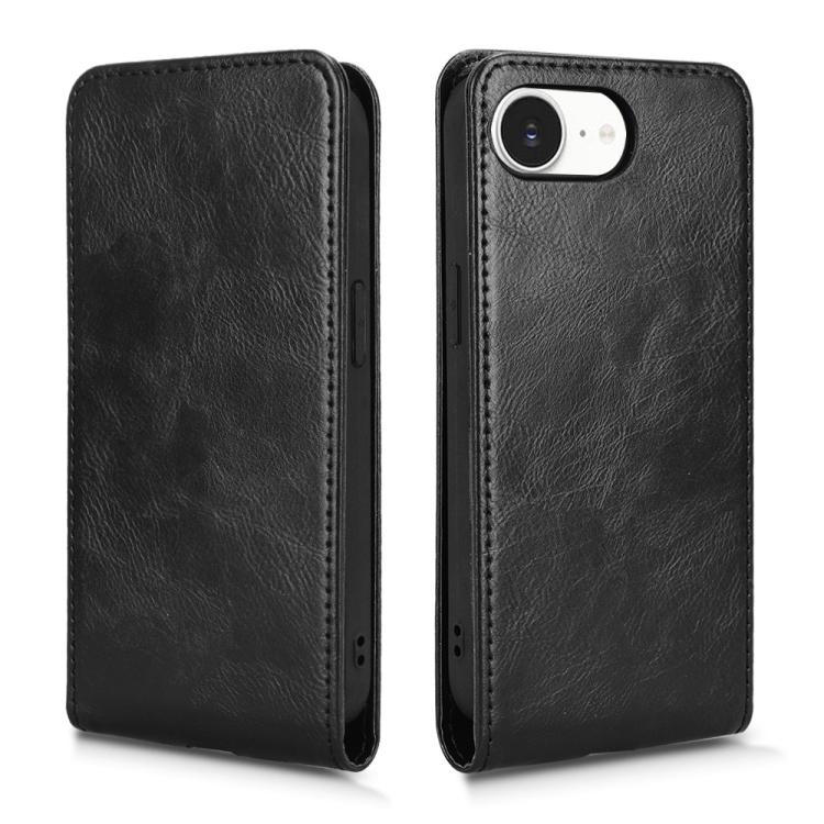 For iPhone 16e Magnetic Vertical Flip Leather Phone Case(Black) - iPhone 16e Cases by PMC TechLife | Online Shopping South Africa | PMC TechLife | Buy Now Pay Later Mobicred