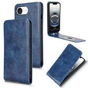 For iPhone 16e Magnetic Vertical Flip Leather Phone Case(Blue)