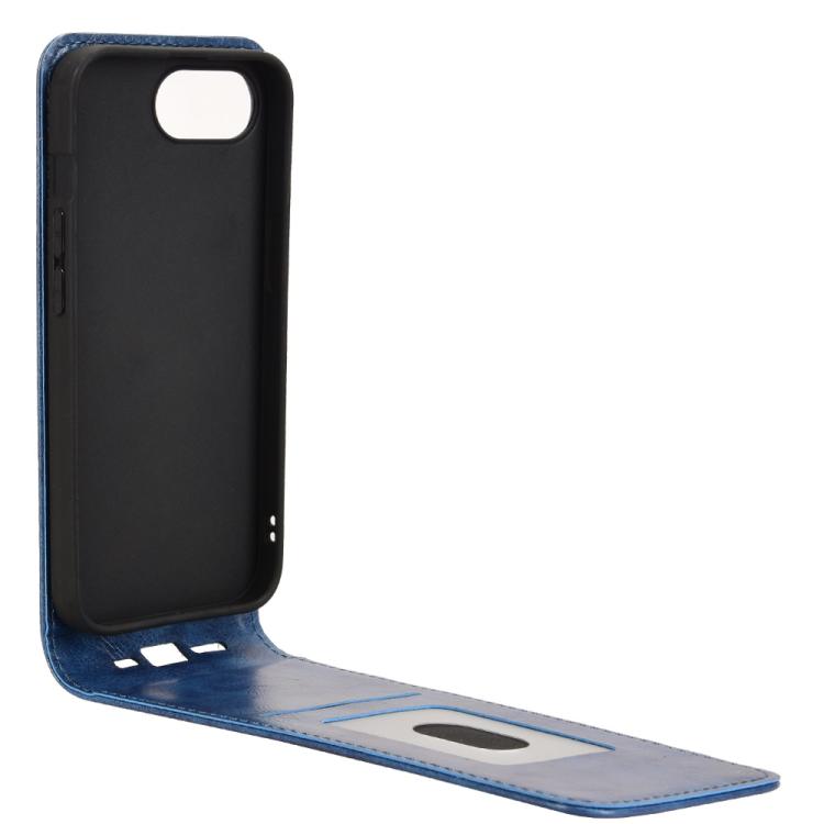 For iPhone 16e Magnetic Vertical Flip Leather Phone Case(Blue)