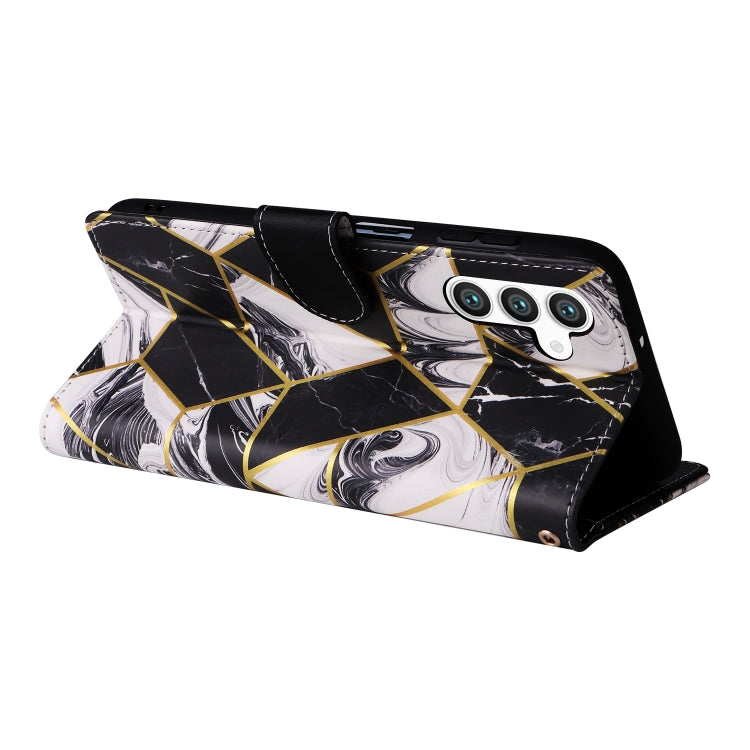 For Samsung Galaxy S25 5G Marble Bronzing Stitching Leather Phone Case(Black) - free shipping - PMC Jewellery - Order now!