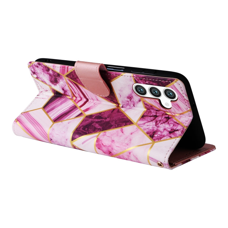 For Samsung Galaxy S25 5G Marble Bronzing Stitching Leather Phone Case(Purple) - Galaxy S25 5G Cases by PMC Jewellery | Online Shopping South Africa | PMC Jewellery | Buy Now Pay Later Mobicred