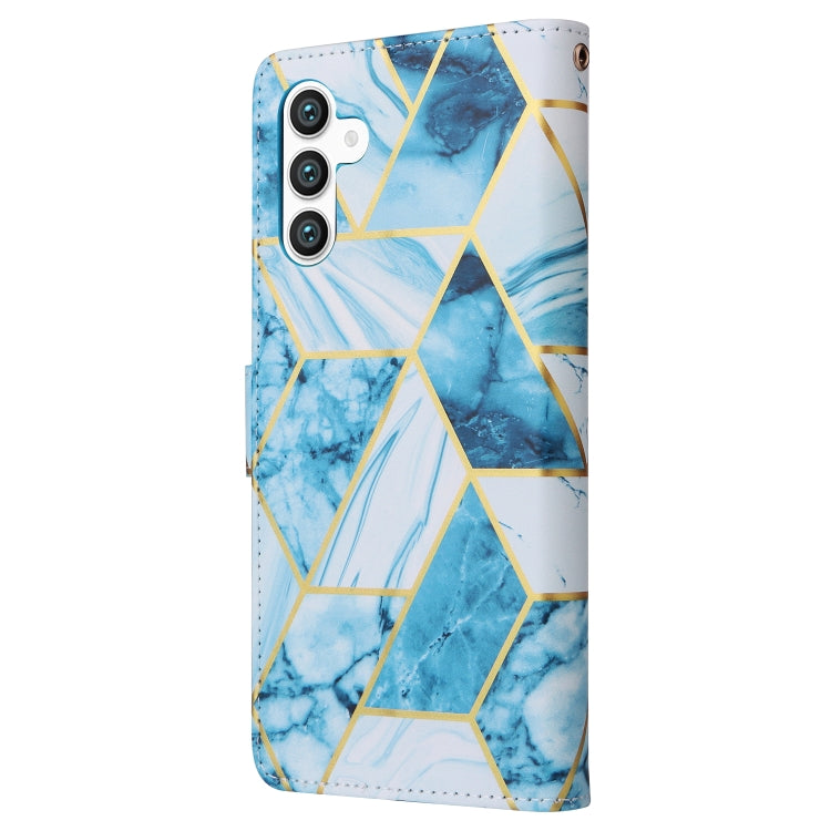 For Samsung Galaxy S25+ 5G Marble Bronzing Stitching Leather Phone Case(Blue) - Galaxy S25+ 5G Cases by PMC Jewellery | Online Shopping South Africa | PMC Jewellery | Buy Now Pay Later Mobicred