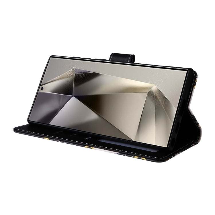 For Samsung Galaxy S25 Ultra 5G Marble Bronzing Stitching Leather Phone Case(Black) - Galaxy S25 Ultra 5G Cases by PMC Jewellery | Online Shopping South Africa | PMC Jewellery | Buy Now Pay Later Mobicred