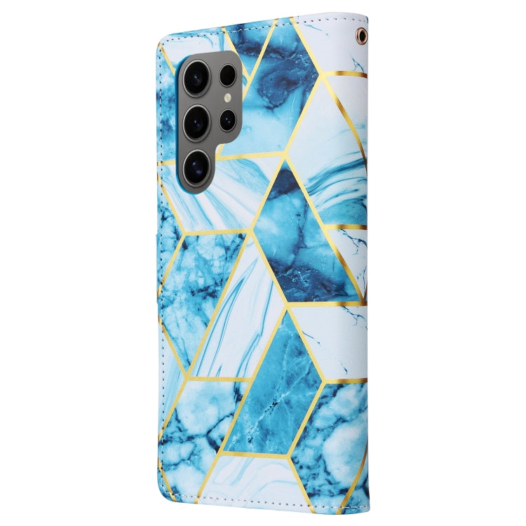 For Samsung Galaxy S25 Ultra 5G Marble Bronzing Stitching Leather Phone Case(Blue) - Galaxy S25 Ultra 5G Cases by PMC Jewellery | Online Shopping South Africa | PMC Jewellery | Buy Now Pay Later Mobicred
