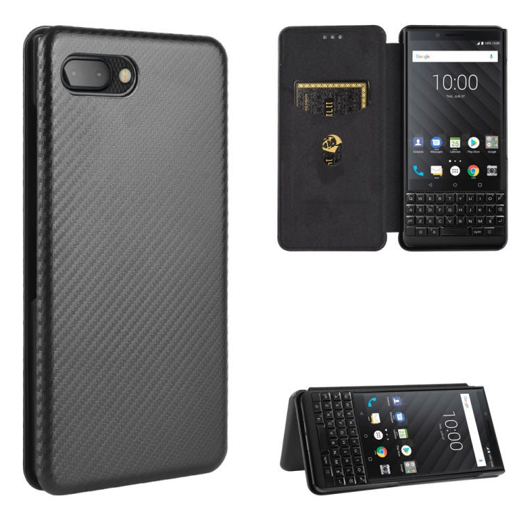 For BlackBerry KEY2 Carbon Fiber Texture Horizontal Flip TPU + PC + PU Leather Case with Card Slot(Black) - BlackBerry by PMC TechLife | Online Shopping South Africa | PMC TechLife