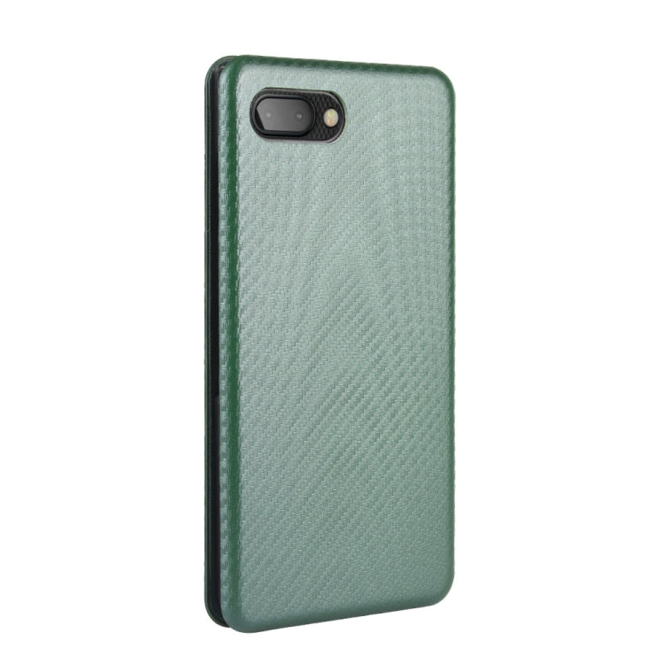 For BlackBerry KEY2 Carbon Fiber Texture Horizontal Flip TPU + PC + PU Leather Case with Card Slot(Green) - BlackBerry by PMC TechLife | Online Shopping South Africa | PMC TechLife