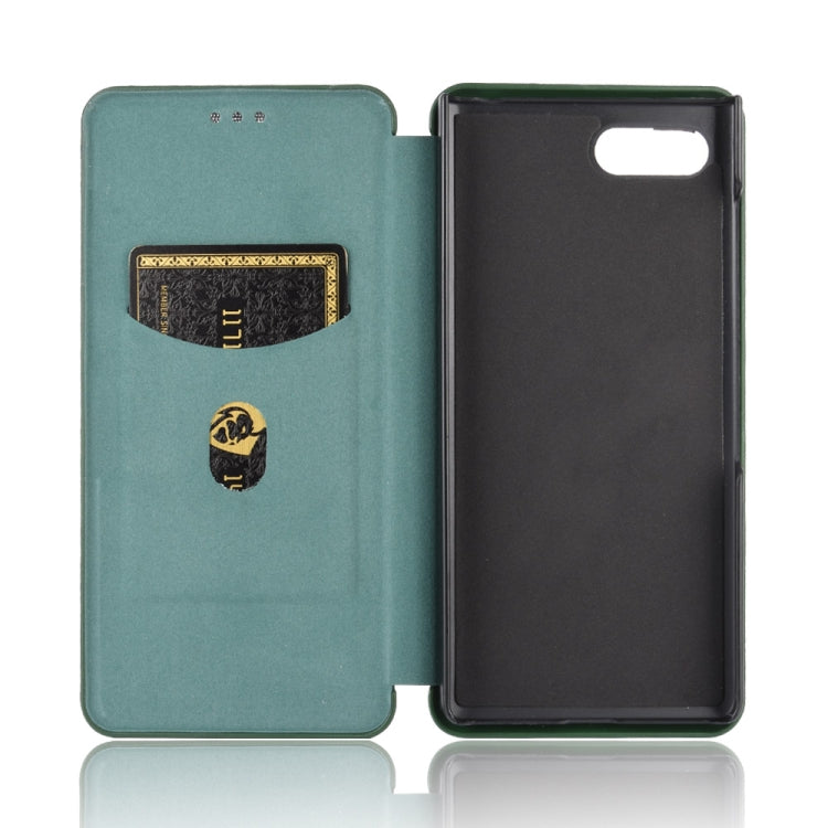 For BlackBerry KEY2 Carbon Fiber Texture Horizontal Flip TPU + PC + PU Leather Case with Card Slot(Green) - BlackBerry by PMC TechLife | Online Shopping South Africa | PMC TechLife