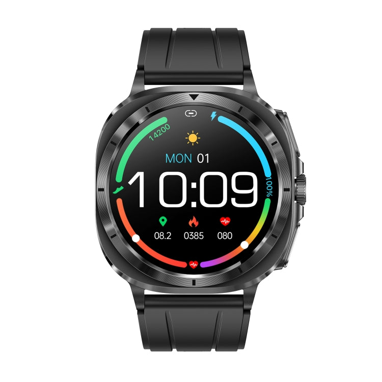 ET492 1.43 inch AMOLED Screen Silicone Strap Smart Watch Supports ECG/Blood Sugar Monitoring(Black)