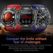 ET492 1.43 inch AMOLED Screen Steel Strap Smart Watch Supports ECG/Blood Sugar Monitoring(Black)
