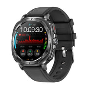 ET492 1.43 inch AMOLED Screen Leather Strap Smart Watch Supports ECG/Blood Sugar Monitoring(Black)