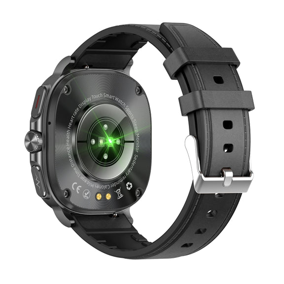 ET492 1.43 inch AMOLED Screen Leather Strap Smart Watch Supports ECG/Blood Sugar Monitoring(Black)