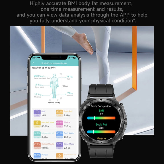 ET492 1.43 inch AMOLED Screen Leather Strap Smart Watch Supports ECG/Blood Sugar Monitoring(Brown)