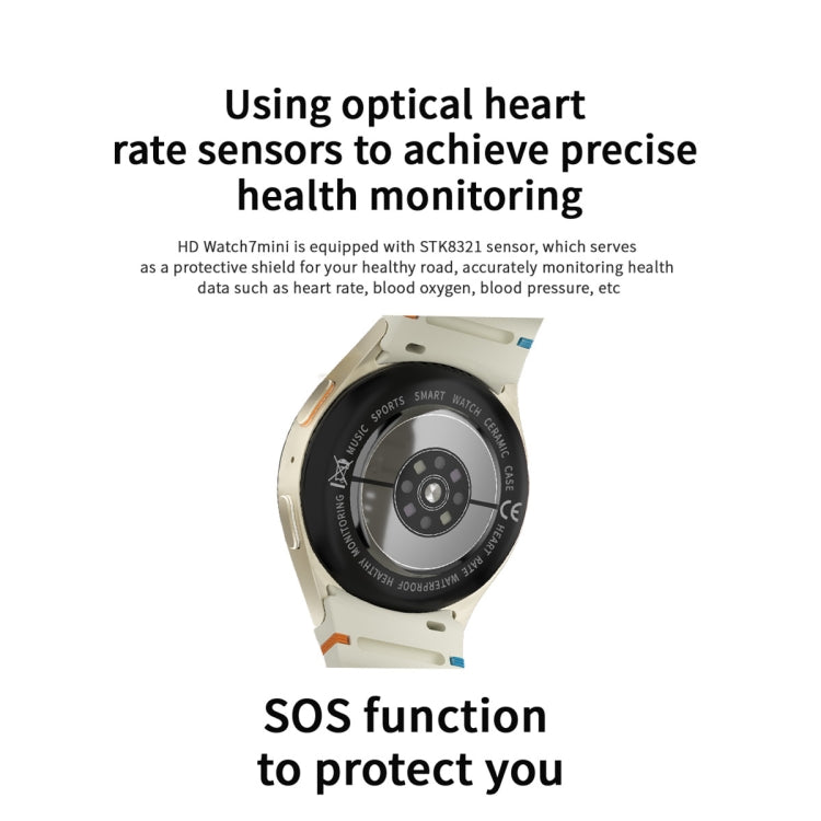 HD Watch7 mini 1.3 inch AMOLED Screen Smart Watch Supports Heart Rate Monitoring/Blood Oxygen Monitoring(Silver) - Smart Watches by PMC TechLife | Online Shopping South Africa | PMC TechLife | Buy Now Pay Later Mobicred
