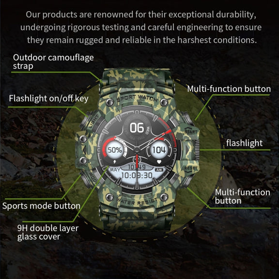 LC21 1.32 inch TFT Round Screen Sports Smart Watch Supports Blood Oxygen Monitoring/Call Reminder(Camouflage Grey)