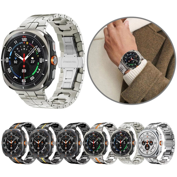 For Samsung Galaxy Watch Ultra 47mm Butterfly Buckle Titanium Alloy Watch Band(Silver)