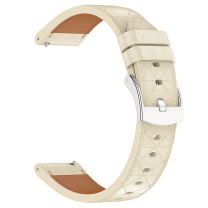 18mm Square Leather Silver Buckle Watch Band(Apricot) - free shipping - PMC Jewellery - Order now!