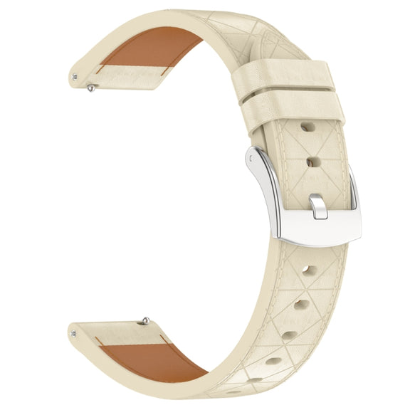 18mm Square Leather Silver Buckle Watch Band(Apricot)