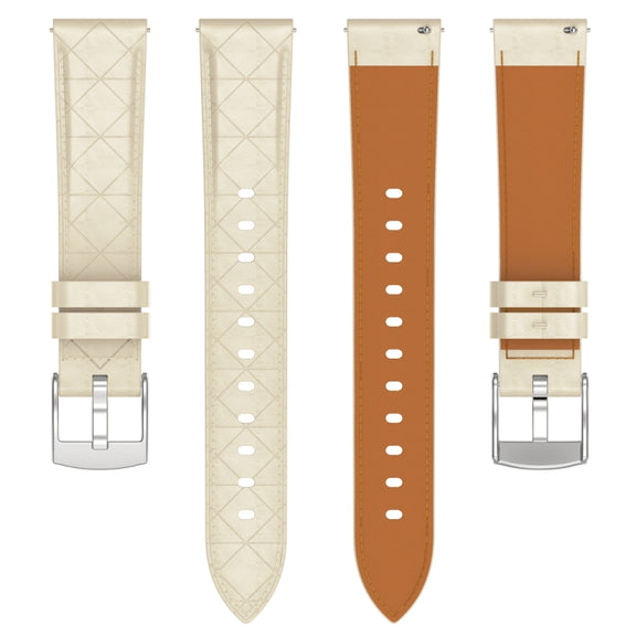 18mm Square Leather Silver Buckle Watch Band(Apricot)