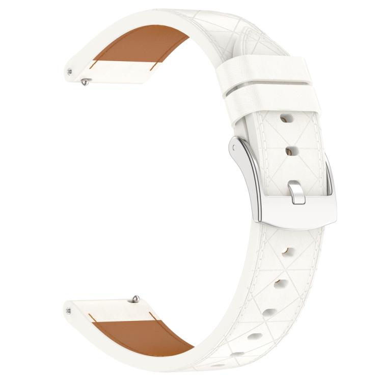 20mm Square Leather Silver Buckle Watch Band(White) - free shipping - PMc TechLife - Order now!