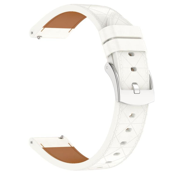 20mm Square Leather Silver Buckle Watch Band(White)