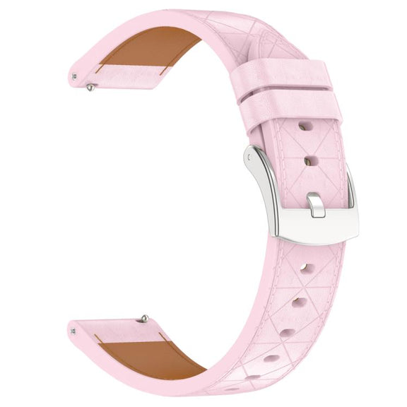 20mm Square Leather Silver Buckle Watch Band(Pink)