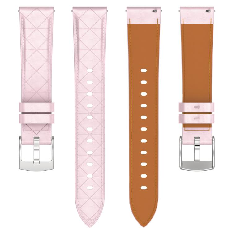 20mm Square Leather Silver Buckle Watch Band(Pink)