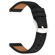 20mm Square Leather Silver Buckle Watch Band(Black)