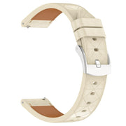 20mm Square Leather Silver Buckle Watch Band(Apricot)